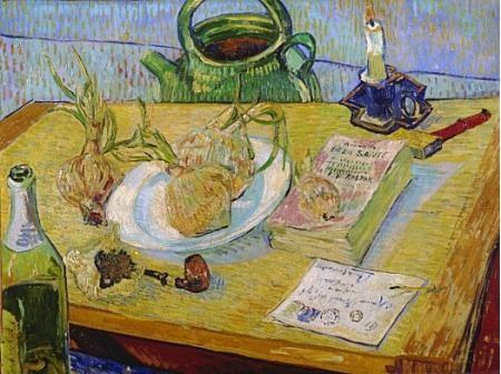 Nature morte à l'assiette d'oignons, Van Gogh, 1889. Source : http://www.yes-we-art.com/22621-22623/nature-morte-a-l-assiette-d-oignons-1889.jpg